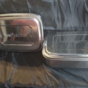 2 VERY USEFUL "MASTERCHEF" PORTABLE STAINLESS STEEL LUNCH BOXES